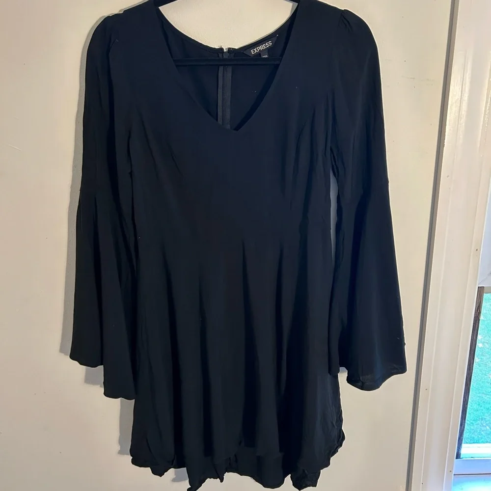 Express Little Black V-Neck Dress - Picture 3 of 11